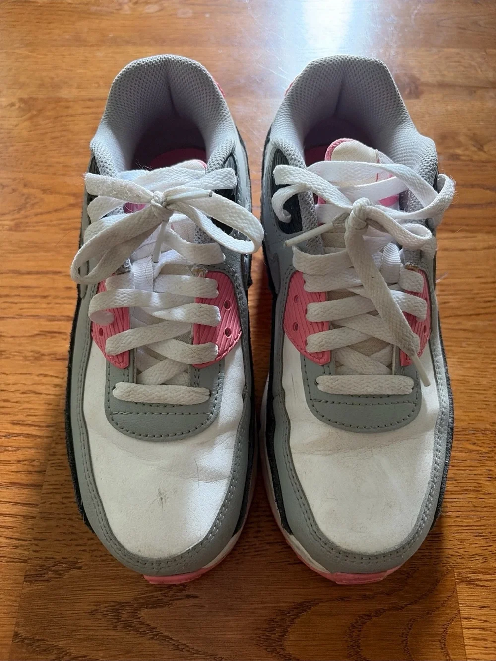 Nike Air Max 90 Shoe Y 4.5 EU 36.5 Sneaker Low Top White Gray Black Pink Girls